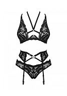 Seductive lingerie set, floral lace, straps